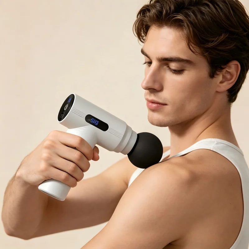 Lightweight Portable Massage Gun, Electric Handheld Massaging Device for Daily Use on Back Neck Waist All Body Parts