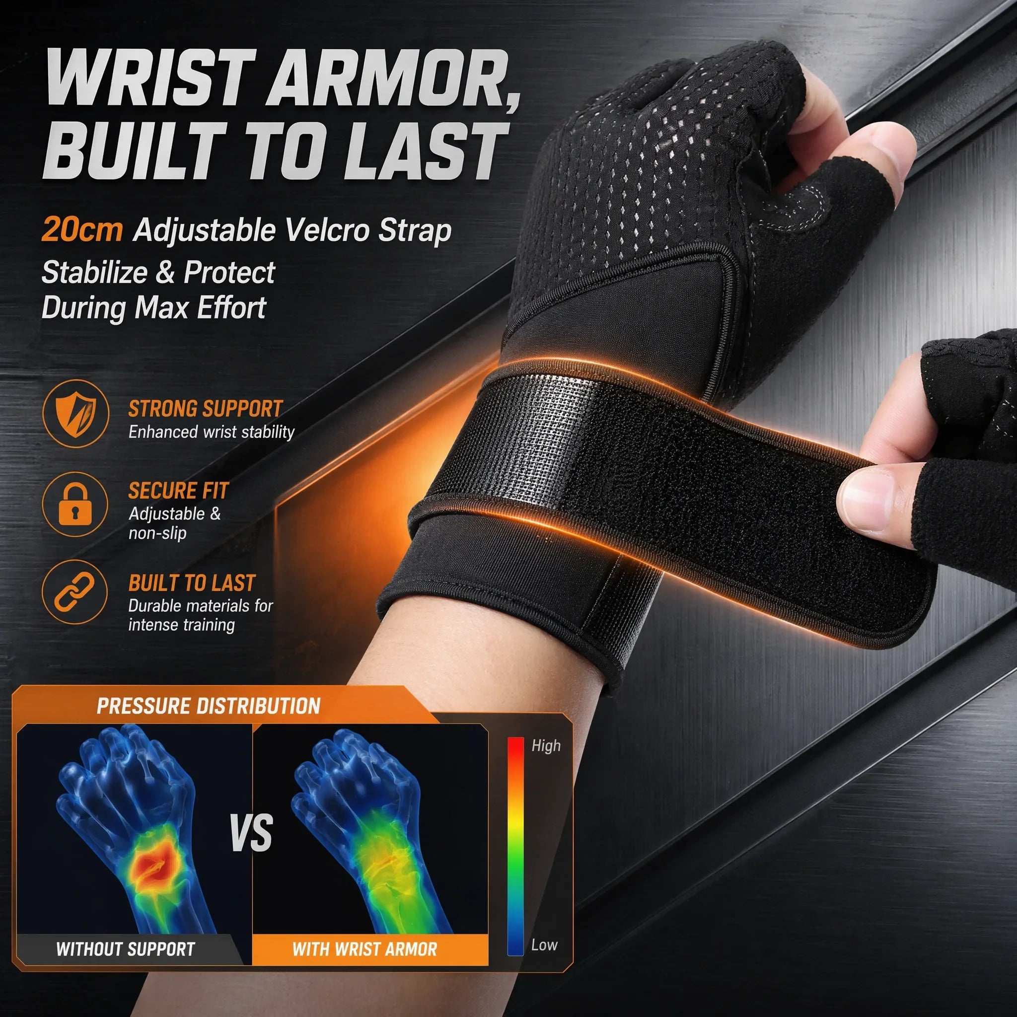 Weight Lifting Gym Gloves with Wrist Straps, Anti-Slip Half Finger Workout Gloves, Breathable Palm Protection Anti-Cocoon Grips
