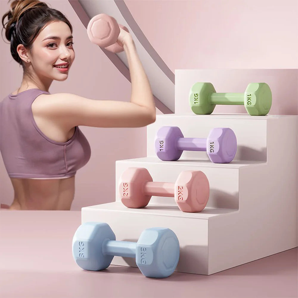 2PCSPair 1kg Ladies Women Dumbbells Set Aerobic Training Hand Weights Workout Gym Home Fitness