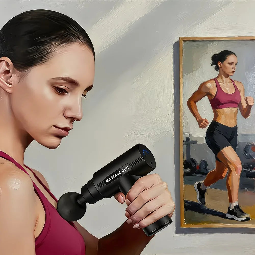 Lightweight Portable Massage Gun, Electric Handheld Massaging Device for Daily Use on Back Neck Waist All Body Parts