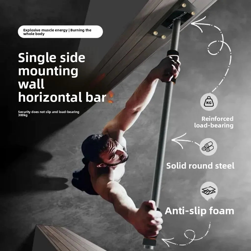 Solid Round Steel Unilateral Horizontal Bar Indoor Household Pull-up High Load-bearing Wall Installation Fitness Equipment